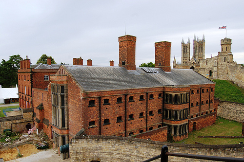 Lincoln prison overlooked by the Cathedral. 'Funny to think of the prison and this almost side by side, isn't it?' asked Thomas.