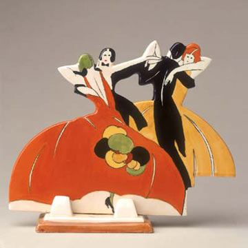 Clarice Cliff: Age of Jazz. 1930. These figures may have been placed around the wireless during broadcasts of dance music. 