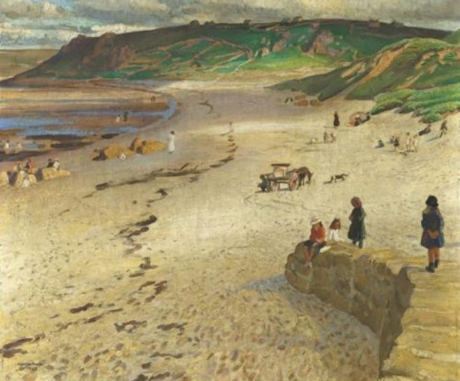 Sennen Beach, Cornwall, 1923 by Laura Knight. In 1916 Katherine Mansfield and John Middleton Murry made a brief attempt at communal living with D.H. Lawrence and Frieda at Zennor, in West Cornwall.