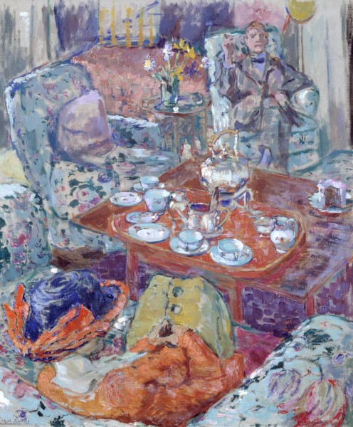 '.. the true spiritual home of the tea-pot is surely a softly-lighted room, between a deep armchair and a sofa cushioned with Asiatic charm ....'. 'Tea with Sickert' by Ethel Sands (1873-1962)
