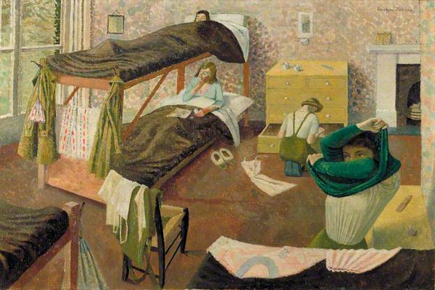 'Land Army Girls Going to Bed' 1943 by 'Evelyn Dunbar. Imperial War Museum