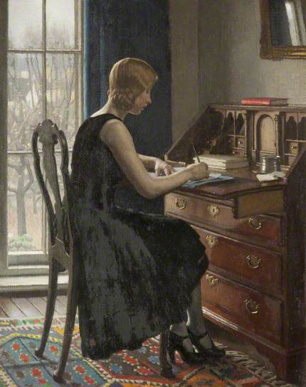 'A Girl Writing' by Harold Knight. 1931. Grundy Art Gallery