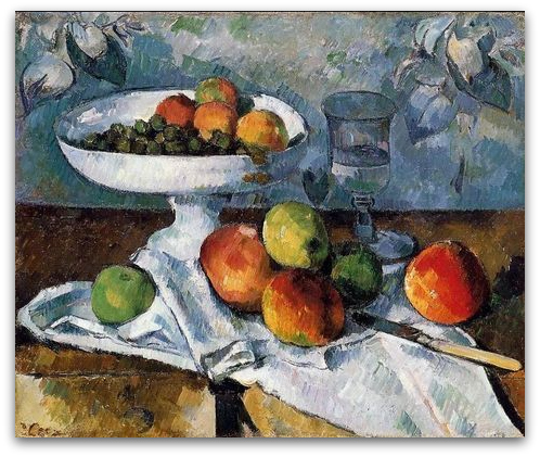 'Compotier, Glass and Fruit' by Cézanne