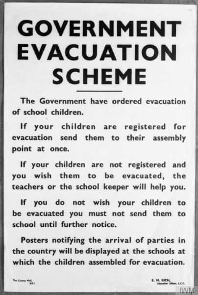 There were radio appeals by government ministers and leaflets were delivered to every home explaining that only by removing children from potential danger would ‘the enemy’s intention of creating panic and social dislocation’ be thwarted. This was ‘war task number one’.