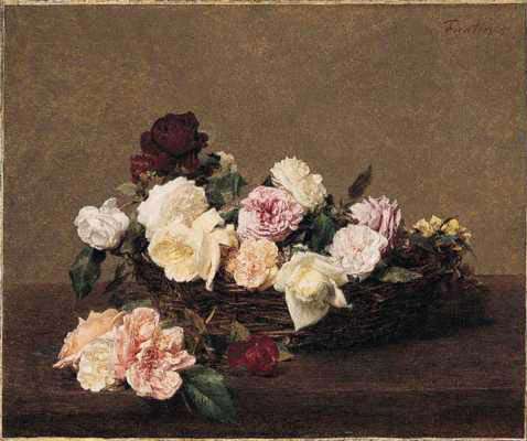 A Basket of Roses'  by Henri Fantin-Latour. National Gallery. London