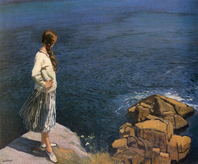 'At the Edge of the Cliff' by Laura Knight