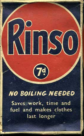 Rinso would be replaced as market leader in 1946 by Tide, the first detergent specifically for use in washing machines.