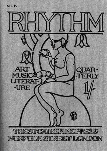 Cover from a painting by John Duncan Ferguson, art editor of 'Rhythm'. who contributors included D.H. Lawrence, Frank Harris, Max Beerbohm, Hugh Walpole and Walter de la Mare, in addition to Katherine Mansfield.