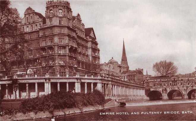 Somerset, Bath, Empire Hotel and Pulteney Bridge