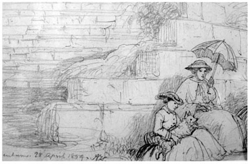 'Two women in the Roman theatre of Tusculum' by Arthur J Strutt. 1859