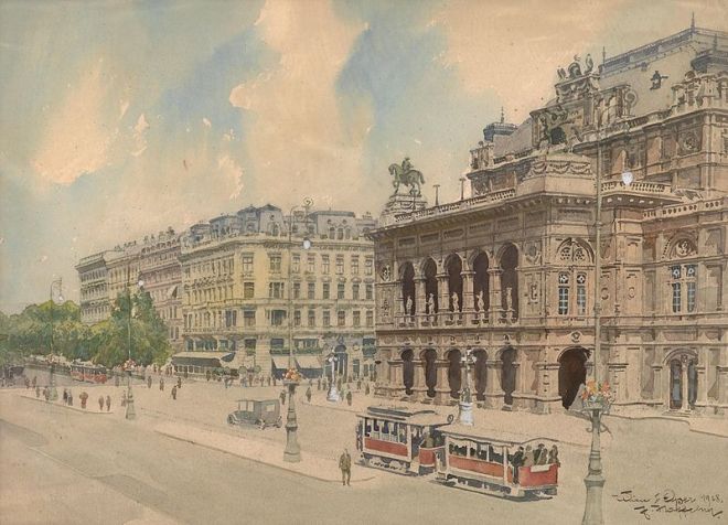 The Vienna Opera House, 1928. by Franz Hoffelner 