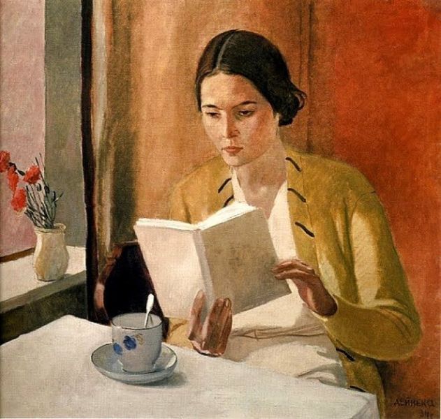 young woman reading a book 1934 aleksandr;  deineka.jpg 1899-1969