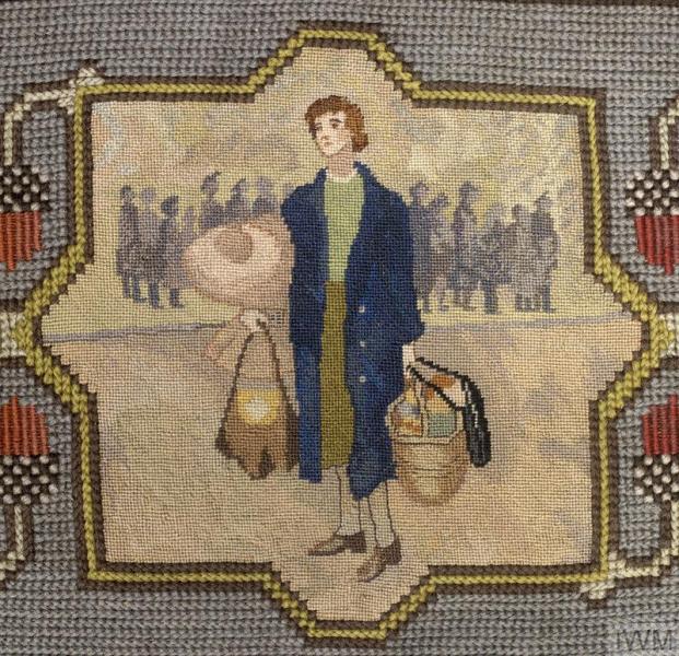 Detail from a tapestry designed by Miss Sybil Blunt  and made by members of the Women's Institute 1948 - 1952. IWM London