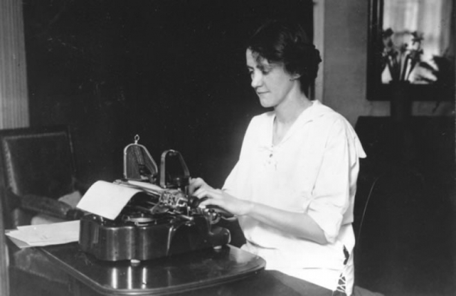 Susan Glaspell and typewriter