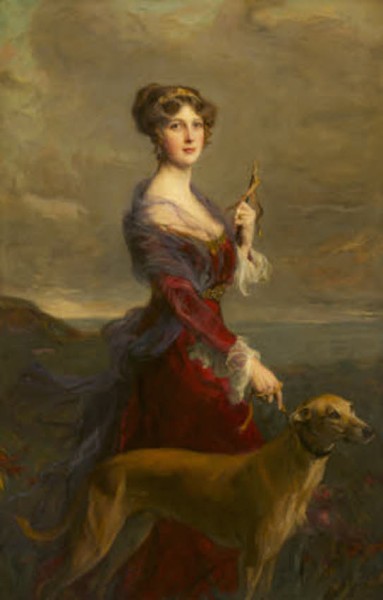 Lady Edith Helen Chaplin, Marchioness of Londonderry (1878-1959) with her Favourite Hound, Fly by Philip Alexius de László de Lombos (Budapest 1869 ¿ London 1937)