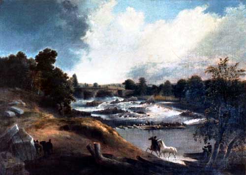 "The Merrimack River" by Alvin Fisher. 1833. 'They were passing over the bridge at Pawtucket Falls ...'