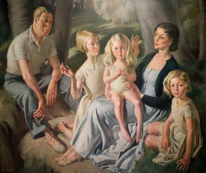 "Mr and Mrs R.H. Butler and their daughters" by Bernard Fleetwood Walker. 1936. Wolverhampton Arts and Heritage