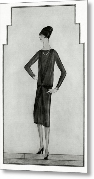 illustration-of-a-model-in-a-long-sleeved-dress-bocher