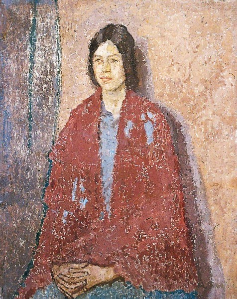 "Young Woman in a Red Shawl" by Gwen John. York Museums Trust