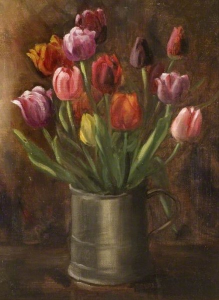 Wheelwright, Jane Elizabeth, c.1876-1957; Tulips in a Pewter Tankard